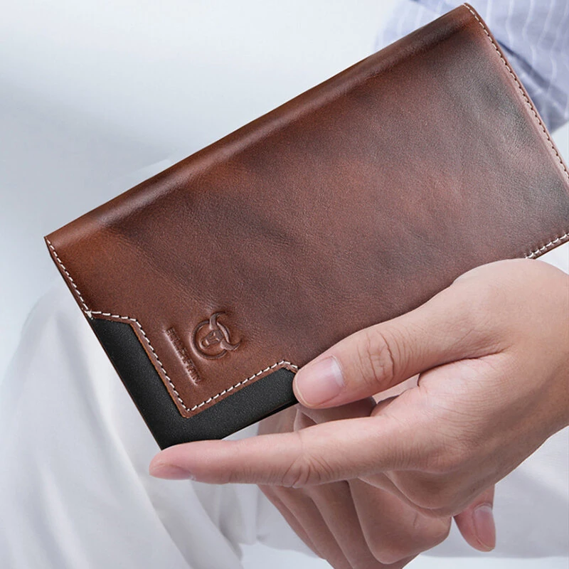 (image for) BULLCAPTAIN Genuine Leather Men&rsquo;s Long Wallet Large-capacity Coin Purse RFID Blocking Credit Card Holder Multifunctional Handbag Clutch Wallet