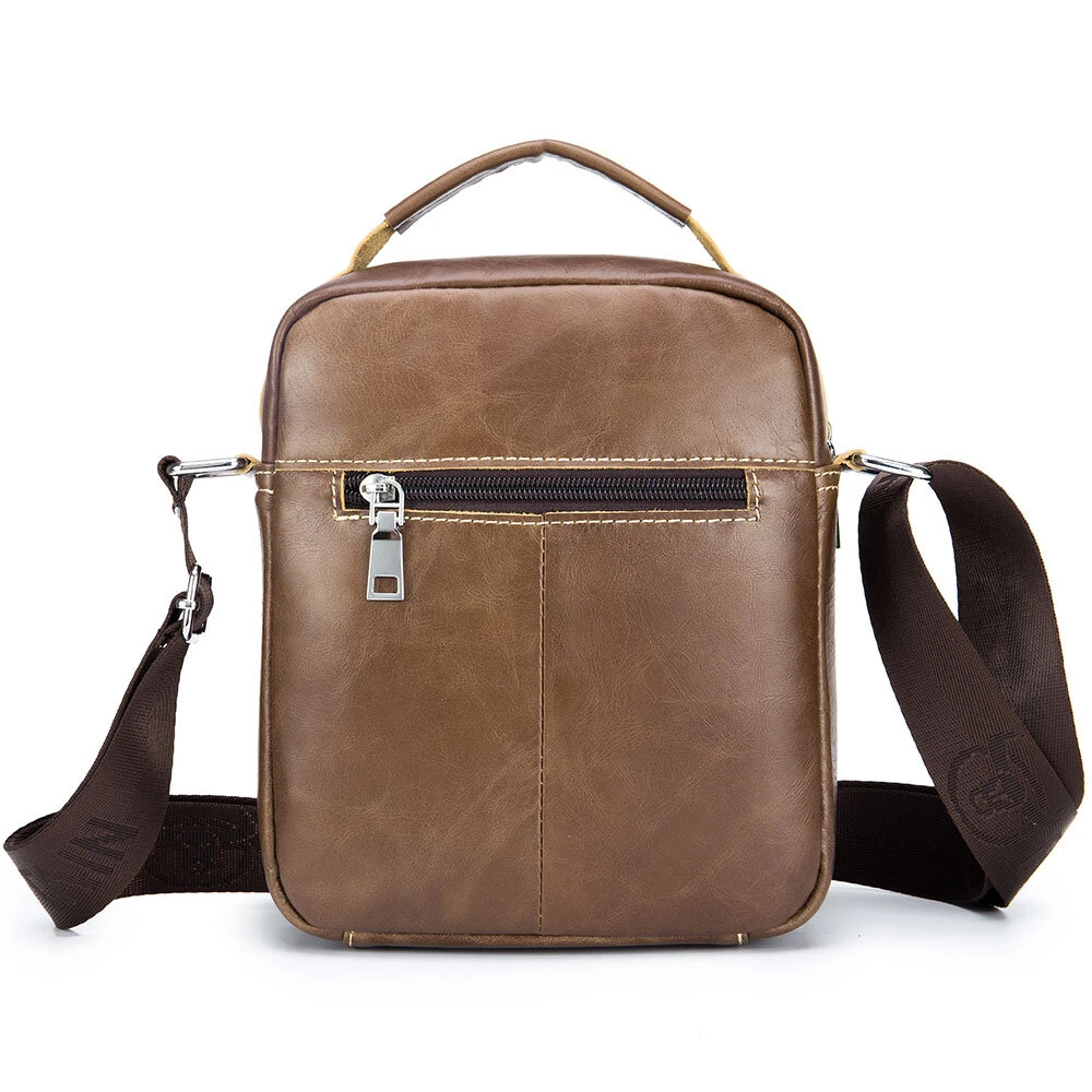 (image for) BULLCAPTAIN Genuine Leather Men's Messenger Bag Casual Crossbody Handbag Gift for Man Business Shoulder Bag