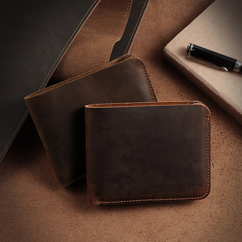 (image for) Ekphero Men's Genuine Leather Wallet Large Capacity Slim 6 Card Slots Money Clip, Lightweight Cowhide Portable ID & Credit Card Holder