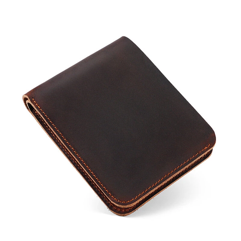 (image for) Ekphero Men's Genuine Leather Wallet Large Capacity Slim 6 Card Slots Money Clip, Lightweight Cowhide Portable ID & Credit Card Holder