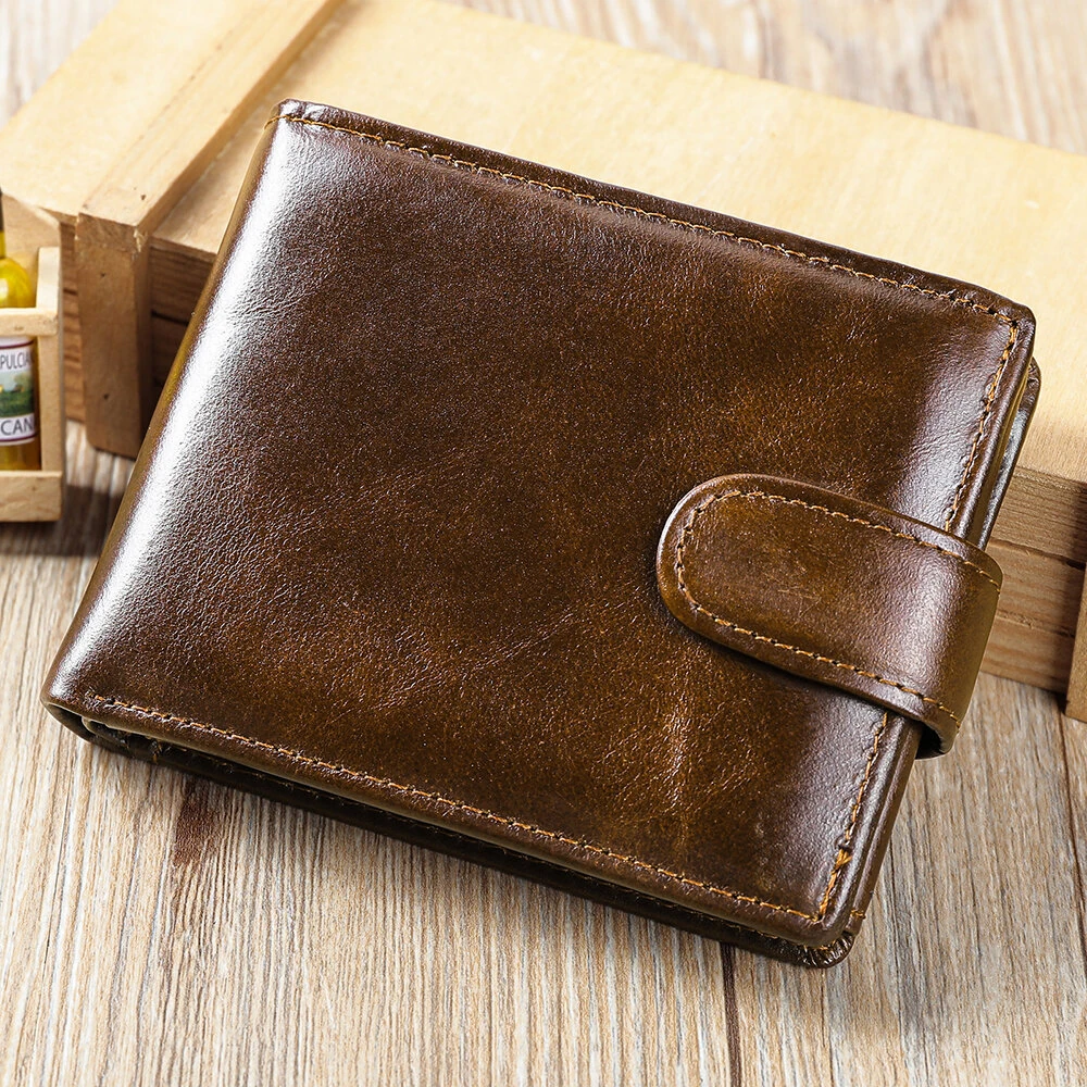 (image for) Ekphero Men's Retro Genuine Leather Wallet, Compact Multi-Card Money Clip, Multi Slot Anti-theft Credit Card Holder Coin Purse